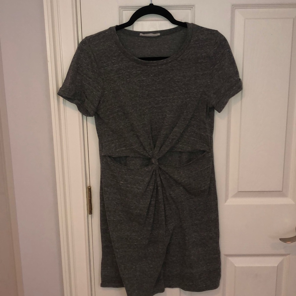 Gray Honey Punch Front Tie Knot Dress